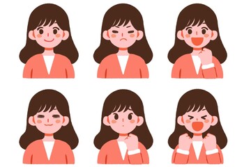 いろんな表情の女性の顔
