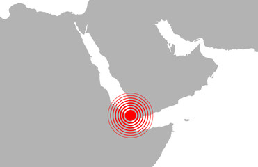 Vector map illustration of Houthi attacks, Suez Canal, Sinai Peninsula, Red Sea and Arab Peninsula