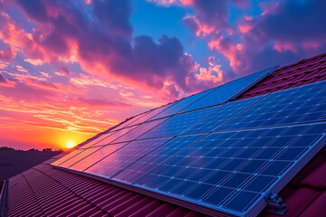Solar panels on the house. Modern house with solar panels.Solar panels on the roof.Beautiful, large modern house and solar energy.Green energy concept.Place for text.Copy space.