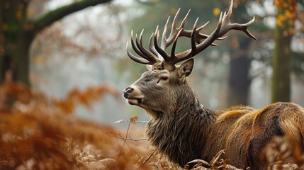 Naklejka na ściany i meble Male Red Deer in Nature