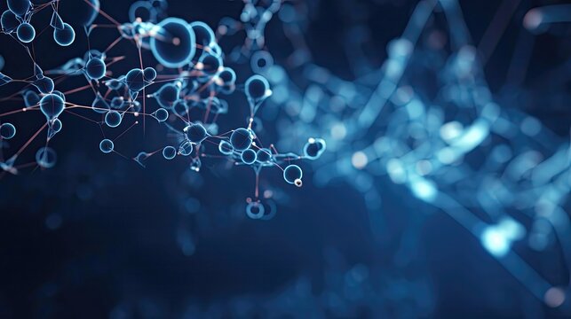 cgi 3d render of particles on dark blue background