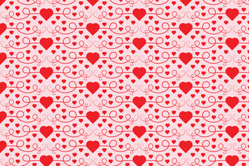 Flourishes Swirling hearts seamless pattern, abstract hearts Swirls pattern, valentines Day Elegant seamless background, curly hearts repeating background, Red love romantic texture wrapping paper 