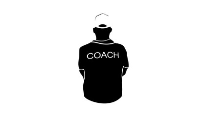 Coach, man sitting in a T-shirt with the inscription 