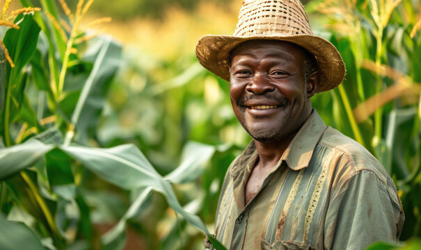 african male farmer holding tray with seedlings on a agricultural farm
