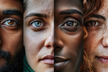 Close-up collage of human eyes, racial diversity and beauty in uniqueness of individuals.