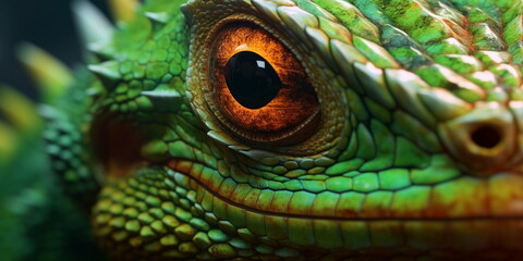 Fototapeta premium close up of a green iguana