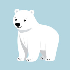 Cute polar bear illustration in flat style for kids. Winter animals clipart