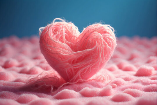 pink rose wool yarn on pink background