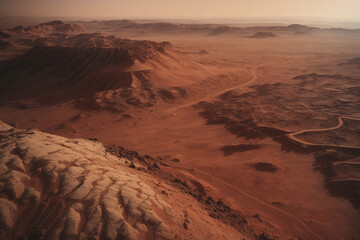 Fototapeta na wymiar Mars planet landscape aerial view