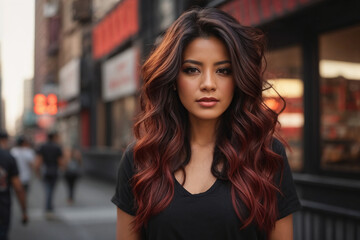 portrait of a adult woman in the New York city street