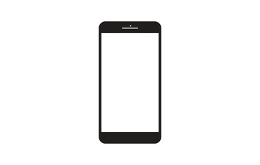Mobile phone with blank screen and front camera Flat style. vector illustration on white background.