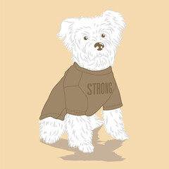 Dog sitting strong tees shirt illustration vector design