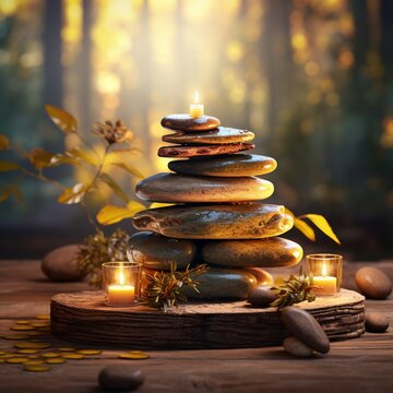 Stones pile fantasy background realistic photography wallpaper AI generated picture