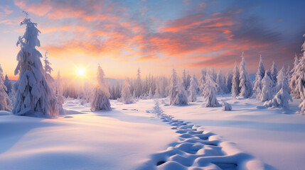 Winter panorama landscape