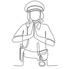 Continuous one line drawing of policewoman job job professional job. Minimalism concept draw single line graphic design vector illustration