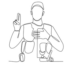 Continuous one line drawing of male police officer. Professional job job job. Minimalism concept draw single line graphic design vector illustration