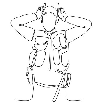 recommend clip art: Continuous one line drawing of male police officer. Professional job job job. Minimalism concept draw single line graphic design vector illustration