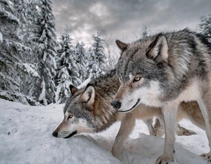 Obraz premium Attention danger les loups attaquent 