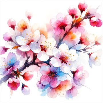 Sakura (Cherry Blossom) in an oil painting and watercolor painting style with pastel tones