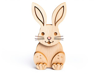 Wooden Toy Rabbit on White Background - Cute, Classic, and Imaginative