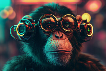 a Monkey wearing glasses - obrazy, fototapety, plakaty