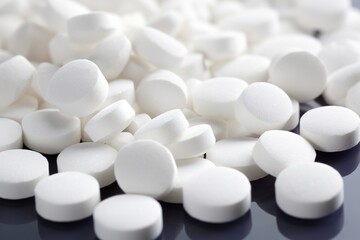 Close-up of a pile of white pills