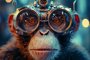 a Monkey wearing glasses - obrazy, fototapety, plakaty