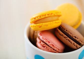 French macaroons in the cup