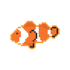 Fototapeta premium clown fish icon pixel art