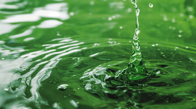 Green water droplet in action.