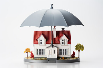 Model House With Umbrella, Protection From Rain