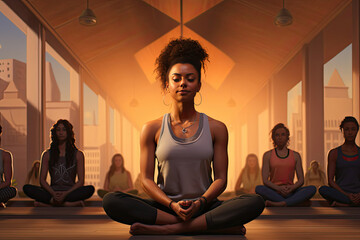 Woman Sitting in Yoga Pose in Front of Group