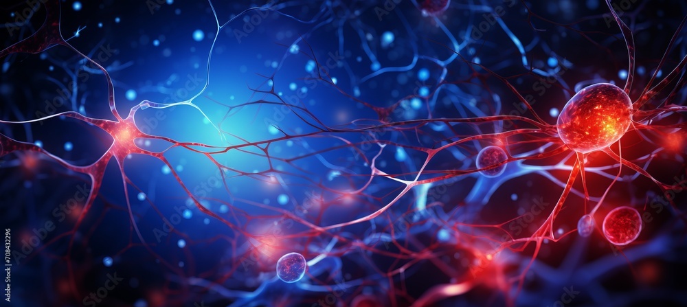 Aufkleber vibrant and intricate abstract background with colorful neuron cells in a captivating display
