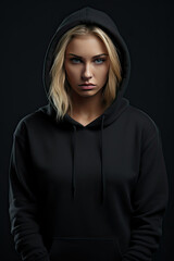 Woman With Blonde Hair in Black Hoodie