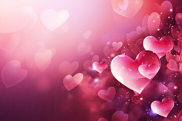 Pink Hearts Floating in the Air - Love, Romance, Celebration, Happiness, Valentines Day