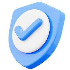 Shield icon security protection symbol 3d render illustration isolated on transparent background