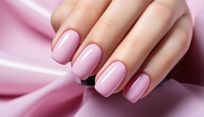 Stunning soft pink manicure close up image for advertising high quality professional nail services - obrazy, fototapety, plakaty