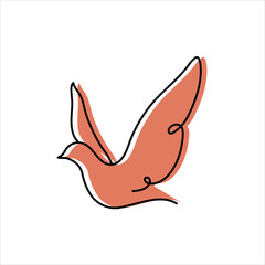 flying bird , one line art illustration, colorful , logo, continuous line art, symbol, birds , peigons, cards, 