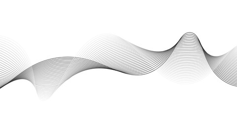 Abstract wave element for design. Digital frequency track equalizer.modern stream curve and technology lines on transparent background.Wave with lines created using blend tool. Curved wavy line, smoot