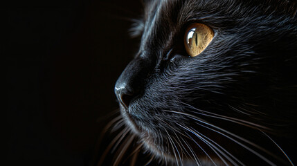 Black cat portrait close up