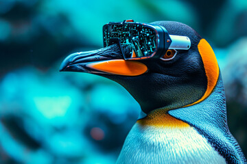 A penguin wearing glasses - obrazy, fototapety, plakaty