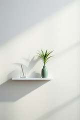 White Shelf With Potted Plant - Simple and Elegant Home Decor