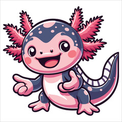 Fototapeta premium Cute Axolotl mascot vector illustration on white background 