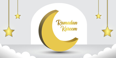 Ramadan Kareem background with 3D moon shape