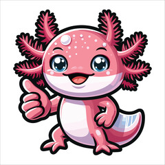 Cute Axolotl mascot vector illustration on white background 