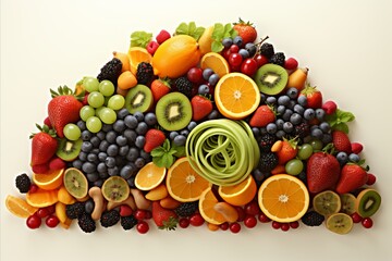 Vibrant fruit bicycle   the perfect blend of sports and healthy eating with various fresh fruits