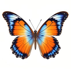 Fototapeta premium Blue and orange butterfly isolated on white background