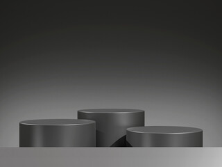 Luxury podium presentation on 3d product display background with abstract dark backdrop. pedestal showcase premium stage studio cosmetic template.