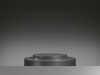 Luxury podium presentation on 3d product display background with abstract dark backdrop. pedestal showcase premium stage studio cosmetic template.