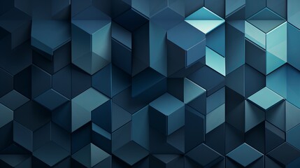 Mesmerizing geometric abstract background with hexagonal elements in cold color tones